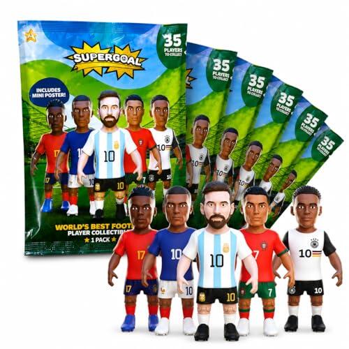 Golominas company SuperGoal Mundial Pack 6 Sobres – Figuras Coleccionables de Fútbol Oficial, 35 Jugadores para Coleccionar, Mini Figuras Sorpresa, Pack de 6 Unidades, Fans del Fútbol