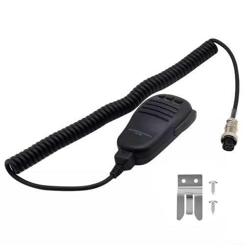 MH-31B8 - Micrófono de mano para Yaesu FT-847 FT-920 FT-1000D FT-2000D FTDX1200, carcasa ABS resistente con cable en espiral, cable extendido de 5 pies, color negro