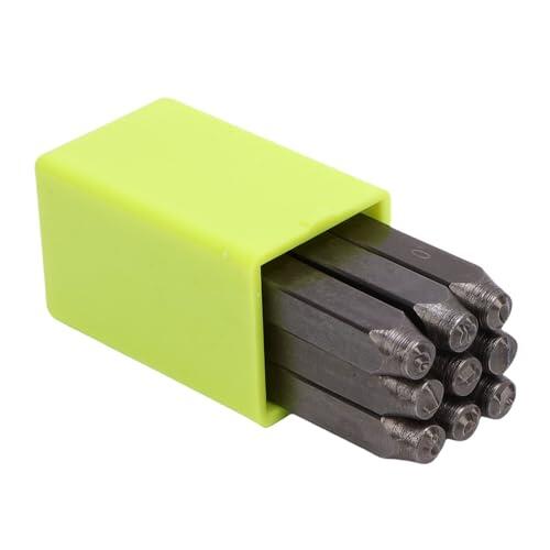 ZAICOLER Kit de Herramientas de Estampado Manual, Herramientas para Hacer Punzones de Acero Al Carbono 40Cr con Caja de Almacenamiento, Kit de Estampado de Metal Portátil de Dureza de 50 a 55 HRC,