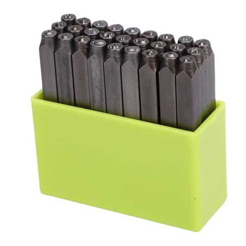 ZAICOLER Kit de Herramientas de Estampado Manual, Herramientas para Hacer Punzones de Acero Al Carbono 40Cr con Caja de Almacenamiento, Kit de Estampado de Metal Portátil de Dureza de 50 a 55 HRC,