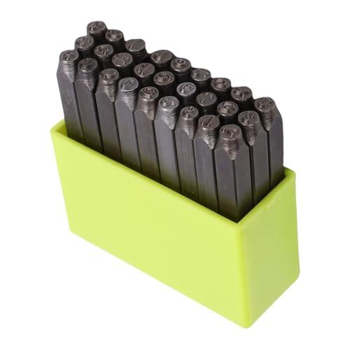 ZAICOLER Kit de Herramientas de Estampado Manual, Herramientas para Hacer Punzones de Acero Al Carbono 40Cr con Caja de Almacenamiento, Kit de Estampado de Metal Portátil de Dureza de 50 a 55 HRC,