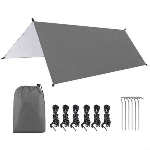 Glewi Lona de camping de 300 x 300 cm, impermeable, con picos y cuerdas, ligera, resistente al viento, para senderismo, pesca al aire libre