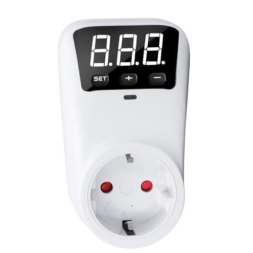 Aramox Protector de Voltaje con Pantalla Digital, Enchufe EU 230V Dispositivo de Protección contra Alto/Bajo Voltaje con Retardo de 5-999s 3680W para Refrigerador Aire Acondiciona