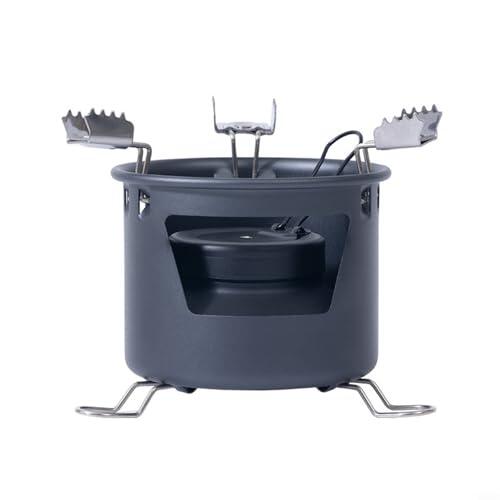 EffiFish Estufa de camping plegable ultraligera, 144 g, portátil para mini quemador con soportes estables para senderismo, picnic, barbacoa, color negro