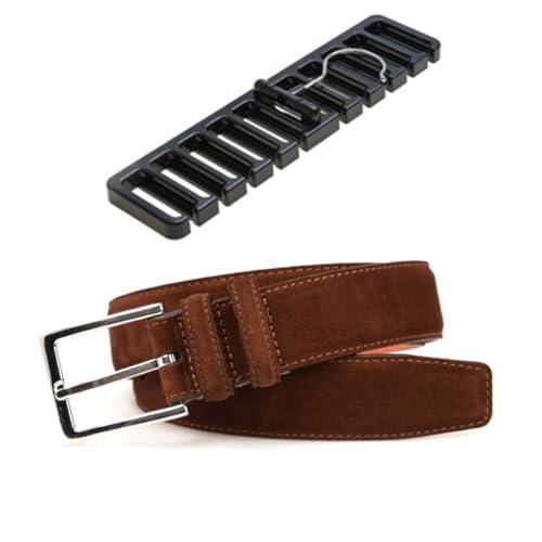 COMPUKAS Organizador Colgante para Cinturones y Corbatas Diseño Compacto y Antideslizante, Material Abs y Hierro, para Armario y Closet Negro