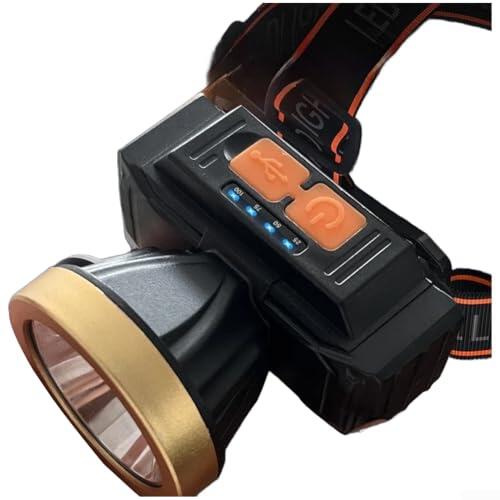 Honseadek Linterna frontal recargable por USB, faro ligero de camping con haz brillante para pesca, correr, espeleología, lámpara de trabajo de manos resistente al agua (C)