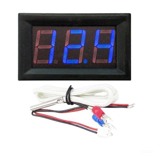 Ableholy Termómetro digital K-Type -30 a 800 ° C con pantalla LED Medidor industrial de alta temperatura para sonda de acero inoxidable, DC12V (rojo)