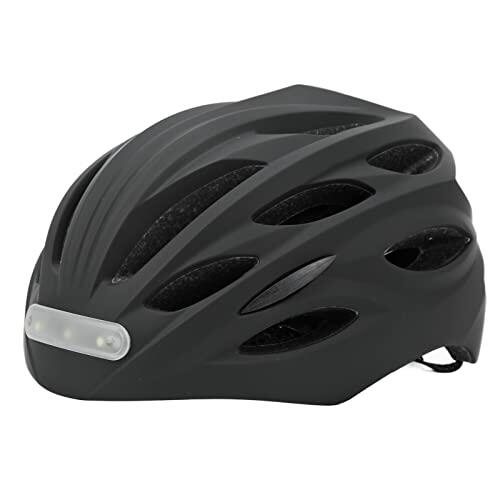 Chrees Casco de Bicicleta LED Recargable por USB con 4 Modos de Luz Batería de 750 MAh Ajuste Ajustable para Seguridad en los Desplazamientos en Bicicleta (L)