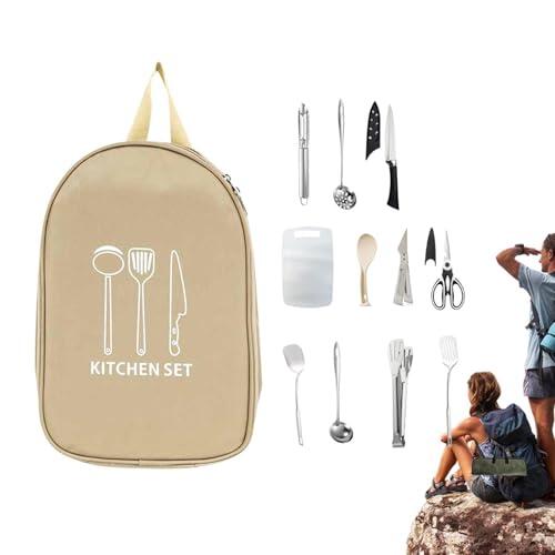 qokeeu Utensilios de Cocina para Camping | 12 Piezas de Instrumentos de Cocina | con de Almacenamiento Set de de Viaje - para Autocaravana Actividades al Aire Libre Barbacoa Picnic Senderismo