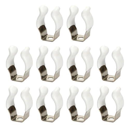 Kivivaka 10 clips de acero inoxidable con resorte de rizo de tipo abierto para soporte de herramientas resistente para almacenamiento de armarios de garaje