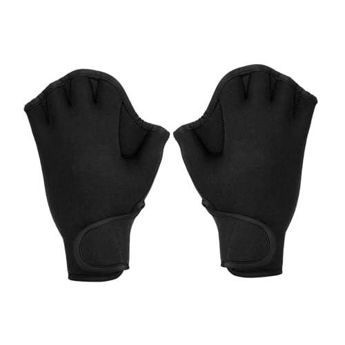 F Fityle Guantes natación con Red, Resistentes al Agua, fáciles Usar, Ajustables, para Entrenamiento natación, Que ayudan a la Resistencia la Parte, Negro, L