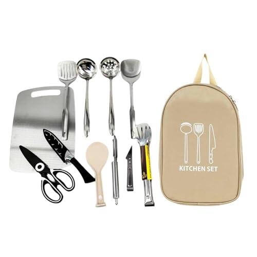 Juego De Utensilios De Cocina para Camping - 12 Piezas De Herramientas De Cocina Portátiles - con De Almacenamiento Juego De De Camping - para Senderismo Acampada Aventuras al Aire Libre