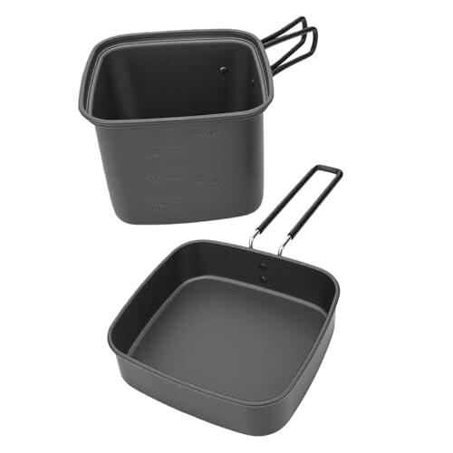 Annadue Ollas para Acampar, Juego de Utensilios de Cocina Portátiles Plegables para Acampar, Ollas para Cocinar Al Aire Multifuncionales de Forma Cuadrada para Senderismo, Ciclismo, Mochilero