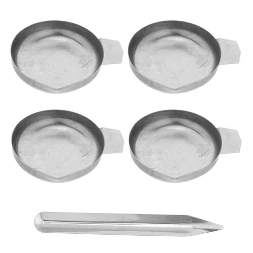 UKCOCO 5 Bandejas de Acero Inoxidable Confiables y Resistentes para Báscula Electrónica Alta Precisión Ideales para Laboratorio y Pesaje de Líquidos y Polvos para Laboratorio y Pesaje de