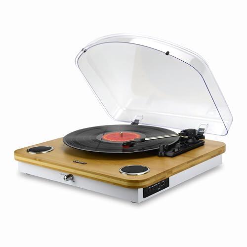 Tocadiscos Vinilo Bluetooth con Altavoces 40W 33/45/78 RPM USB Encoder RCA Bluetooth In/out Autostop Giradiscos con Altavoces Integrados Energy Sistem RetroSpin