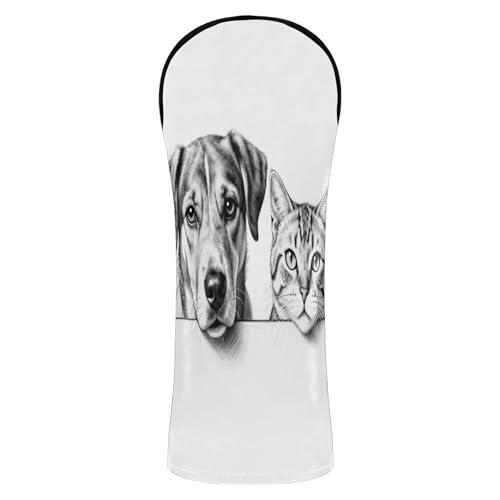 Fundas impermeables para cabezas de golf con diseño de perro y gato con etiquetas intercambiables para conductor y bosque de Fairway