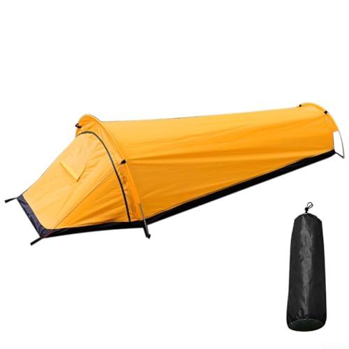 Tienda de campaña ultraligera para una persona diseñada para mochileros con rejillas de ventilación de malla transpirable 210D Oxford piso de tela y marco de aluminio (amarillo)