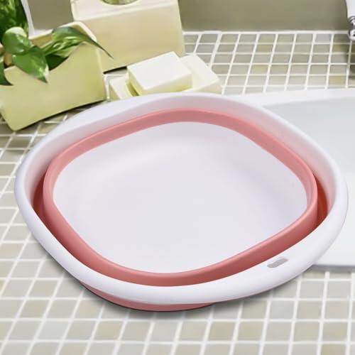 JoyousMall Lavabo plegable, multiusos, plegable, cuadrado, portátil, para viajes, camping, grande, mediano, pequeño, plástico, para lavar los pies
