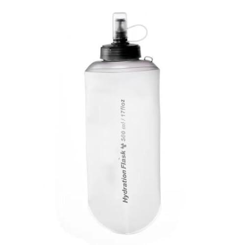 Helilyco Botella de agua suave para deportes al aire libre, plegable, a prueba de fugas, termo de hidratación de 500 ml con válvula de mordida, correr, senderismo, camping
