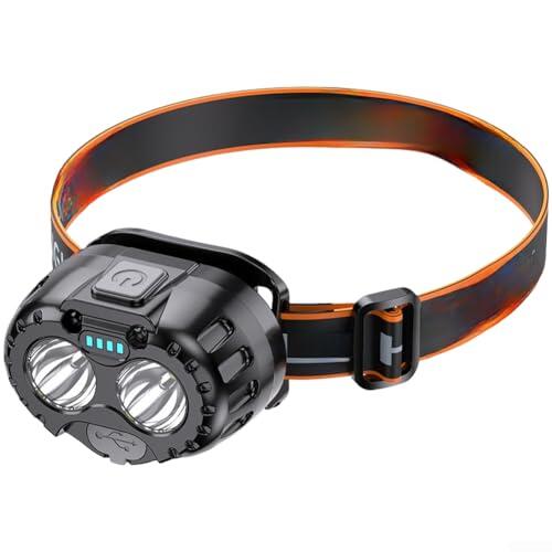 Linterna frontal LED recargable, linterna frontal ultraligera impermeable con sensor de movimiento, luz frontal de manos para correr, camping, senderismo