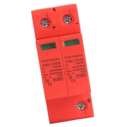 FTVOGUE Protector Fotovoltaico CC, Dispositivo de Protección contra Sobretensiones Fotovoltaicas 2P de Plástico, 9 X 7 X 4 Cm, con Soporte de Riel de Ventana Visual para Sistemas de CC de Paneles