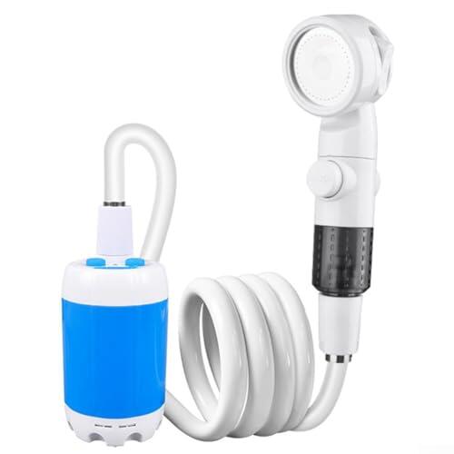 Bomba de ducha portátil de 6000 mAh modo dual con manguera de 2 m para exteriores para campamento baño de mascotas lavado de coche jardín riego limpieza (azul)