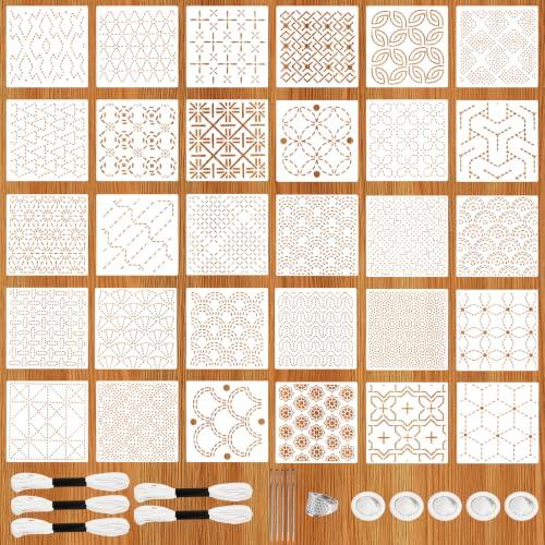 Domina el arte del bordado tradicional con este completo kit de plantillas Sashiko