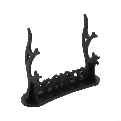 ComfyHarbor Soporte de exhibición de espadas de doble capa negro, estante de plástico resistente para cuchillos, dagas, coleccionables, elegante organizador de estantes para decoración del hogar, para