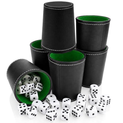Set de 6 Cubiletes de PU Leder y 36 Dados TAIVIN: Elegancia y Durabilidad para Tus Juegos de Mesa