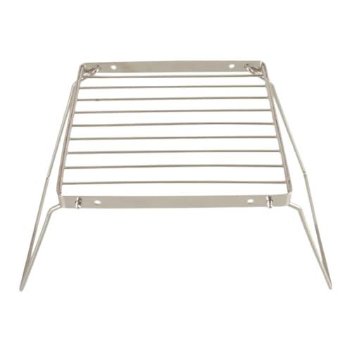 FUBESK Estufa de camping plegable portátil de acero inoxidable, altura ajustable, soporte de parrilla para cocinar al aire libre, senderismo, picnic, plateado, 16 x 16 x 132 cm