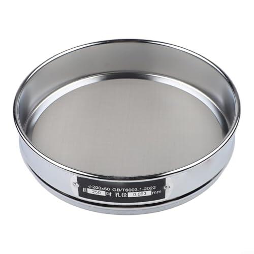 Tamiz de inspección de malla de acero inoxidable de 20 cm, marco cromado resistente, opciones de malla 4-600, doble capa, borde liso, pruebas de laboratorio, alimentos industriales (malla 250)