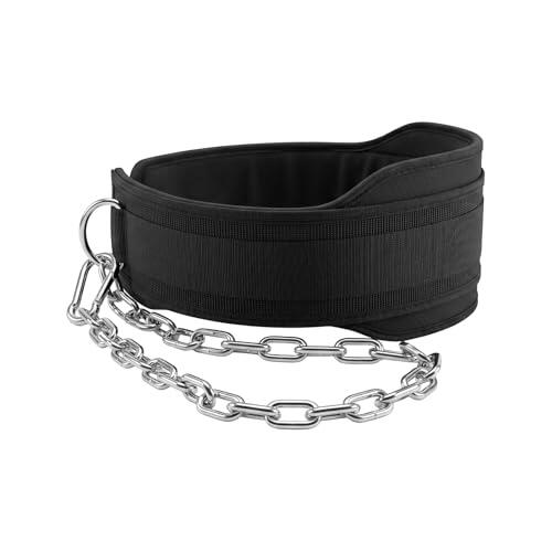 ALLINLIFE Cinturon Lastre Dominadas con 2 Mosquetones para Gimnasio y Entrenamiento de Fuerza - Cinturón Gym Hombre con Cadena XL (104,5 cm), Carga Máxima 100 KG - Dip Belt Cinturon Lastre - Hombre y