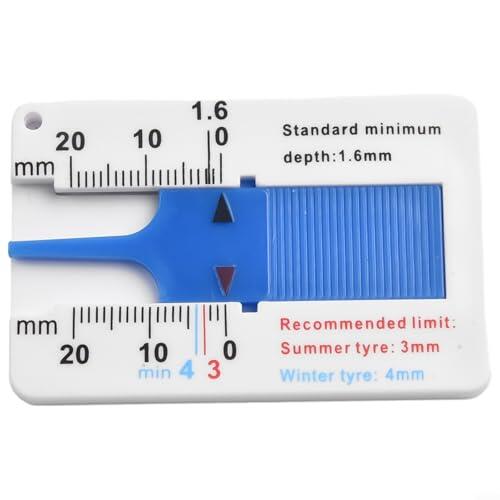 Regla de profundidad de la banda de rodadura de plástico de 0 a 20 mm, calibrador vernier compacto para neumáticos de verano e invierno, herramienta de medición de tamaño de bolsillo para control de