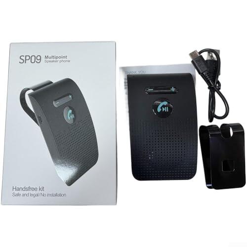 HomeVortex Kit manos libres inalámbrico para coche, para visera solar, altavoz 4.2, con conexión de pH dual, encendido automático a través de vibración, anuncios de voz, conversación de 10 horas