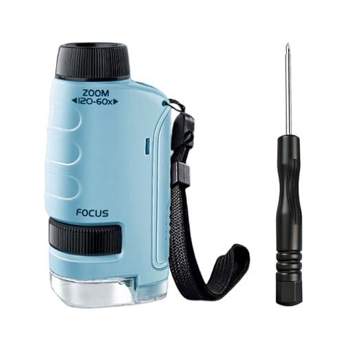 Microscopio científico fácil de usar 60-120X con lente de alta claridad para principiantes, estudiantes y entusiastas de la ciencia, microscopio portátil portátil fácil de usar