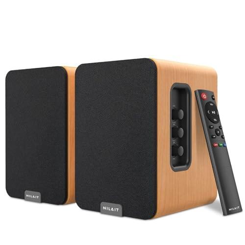 Nilait Hiphoniq Altavoces Bluetooth 80W RMS, Acabado Madera Marrón