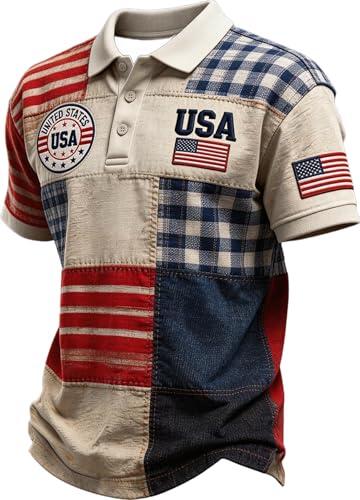 Una Mirada Detallada a la Camiseta Polo con Diseño de Bandera Estadounidense
