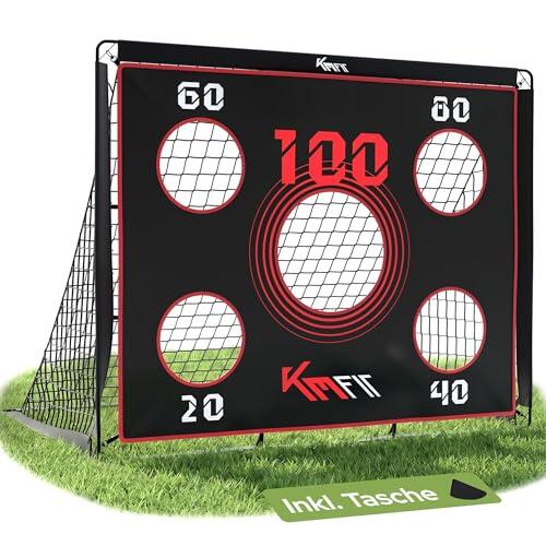 KM-Fit Portería de Fútbol 2 en 1 150 x 120 cm con Lona de Objetivo | Portería de Entrenamiento para Niños y Adultos | Precisión y Técnica de Tiro