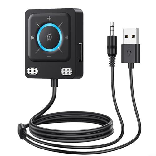 Adaptador receptor de coche 60, con llamadas manos libres y micrófono incorporado estéreo de audio inalámbrico, para radio de vehículo, unidad flash USB, reproductor de música