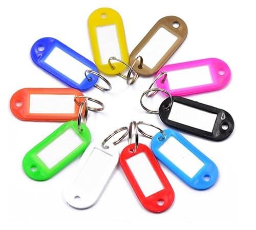 15 llaveros para escribir en mezcla de colores – Etiquetas con etiqueta, llaveros de plástico de colores, etiquetas para escribir con etiquetas intercambiables
