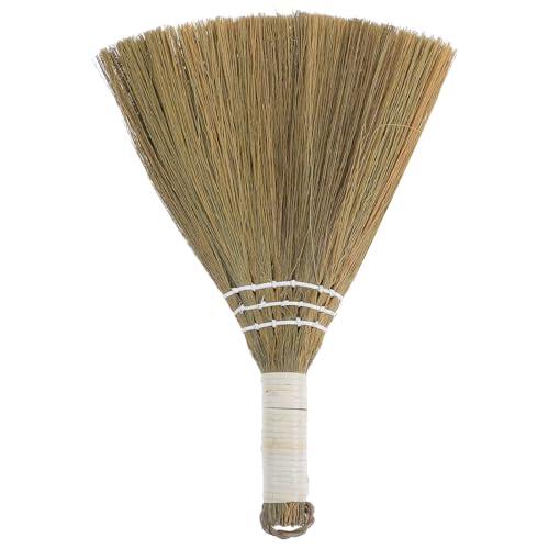 PATKAW Escoba de Mano Pequeña de Paja Natural Color Claro 20x28 Cm, Ligera y Tejida Manualmente para Limpieza Doméstica, Adecuada para Interiores, Escritorio y Recogida de Polvo y Pelos
