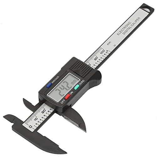 Aramox Calibrador Vernier Digital Calibrador Digital Electrónico Fibra de Carbono 0 a 100 Mm Resolución 0,1 Mm Batería LR44 para Joyería Medición Artesanía Hobby Taller en Casa