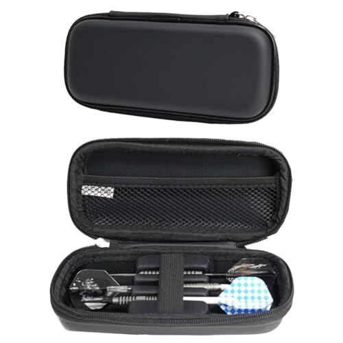 Gettimore Funda rígida de EVA para dardos con asa, bolsa protectora de almacenamiento para ejes de dardos de acero y punta suave, vuelos y accesorios, color negro