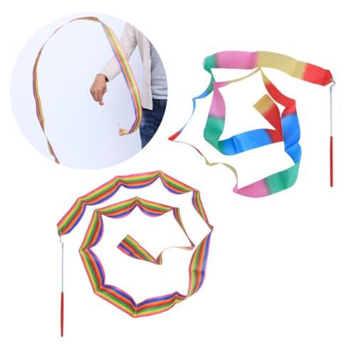 DOITOOL Cintas de Gimnasia Artística de 2 M, 2 Piezas con Varilla Giratoria, Material de Fibra y Tela, Ideales para Danza y Entrenamiento Rítmico