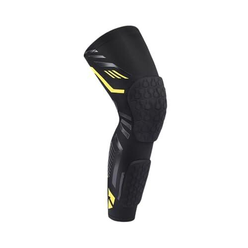 LIUHLFSR 1 rodillera, rodilleras y pantorrillas a prueba de golpes, protección mangas compresión for muslo for jóvenes adultos, deportes, baloncesto, correr Para Correr Entrenar(Black Yellow,M)
