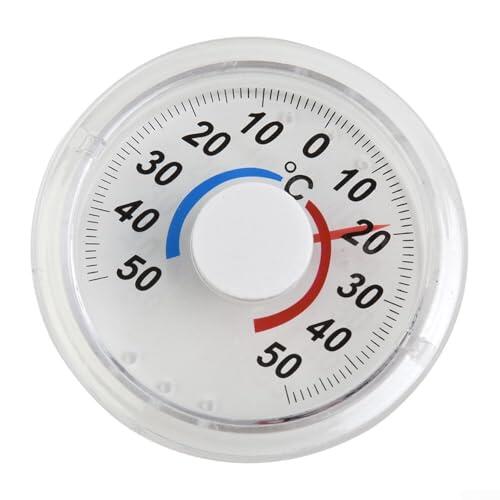 Termómetro redondo transparente con puntero de metal para monitoreo del clima en interiores y exteriores, transparente para medidor de temperatura de esfera, soporte de pared de plástico, artículo de