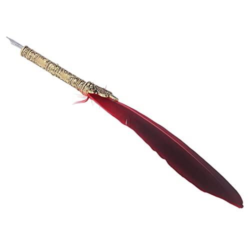 BONKZEBU Pluma de Aleación de Zinc de Alta Suavidad, Pluma de Dibujo Retro Europea para Escribir, Dibujar, Regalo Ideal para Niños, Amigos, Familia (Rojo)