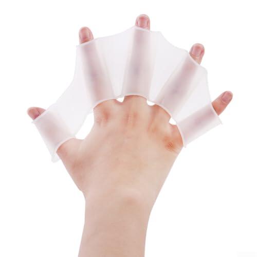 Guantes de silicona para natación, para hombres, mujeres, niños, para aeróbicos acuáticos, surf, buceo, almohadillas de entrenamiento, color azul, talla M (M blanco (un par))