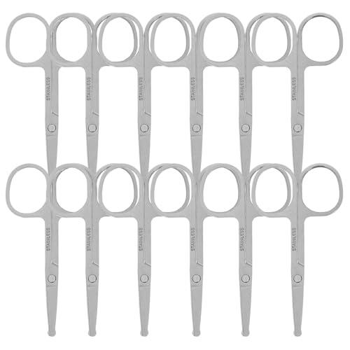 BESTOMZ Tijeras de Punta Redonda y Puntiaguda de Acero Inoxidable 12 Piezas Tijeras Pequeñas Portátiles para Cejas y Nariz en Cuidado Personal y Escuelas