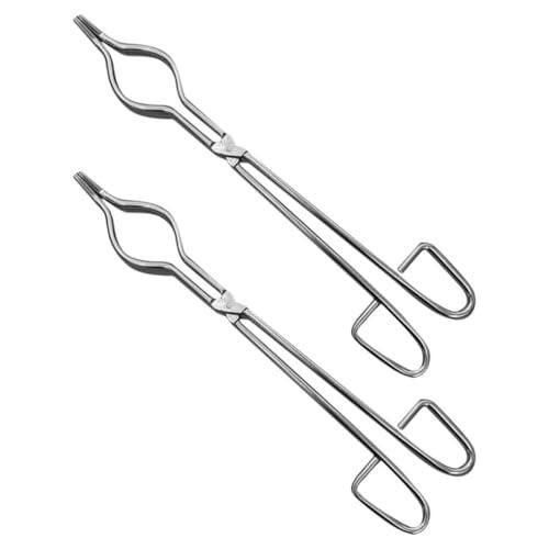 MALUGOGO 2 Piezas Tenazas de Acero Inoxidable para Recipiente de Cerámica de 40 Cm Agarre de Precisión y Mango Ergonómico para Procesos de Fundición y Producción